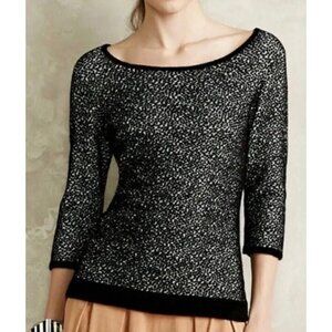 Moth Anthropologie Lana Black White Terry Cloth Soft Blouse Textured Size Medium